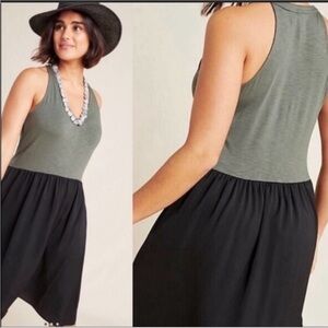 dolan Olive Green and Black Sleeveless Two-Tone Dress